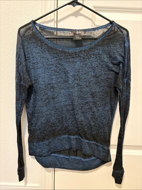 Sugar Rush Sheer Long-Sleeve Top - Blue and Black